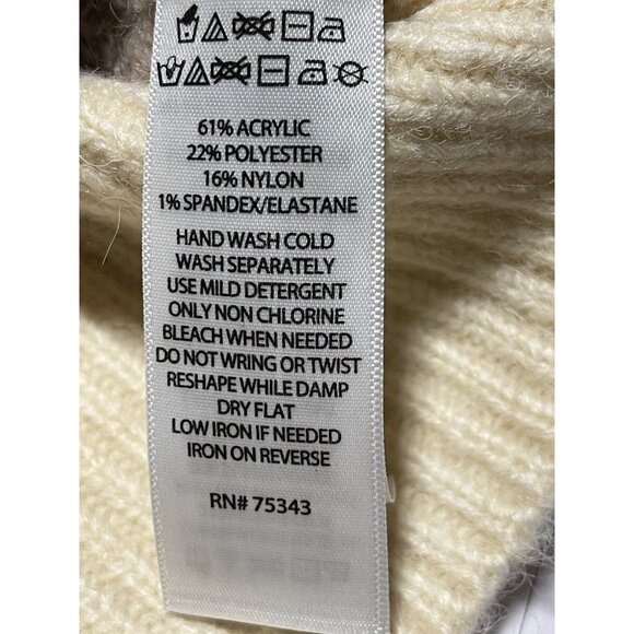 Rachel Zoe Cardigan Sweater Womens XL Chevron Knit Waist Length Cream Beige - Picture 5 of 6